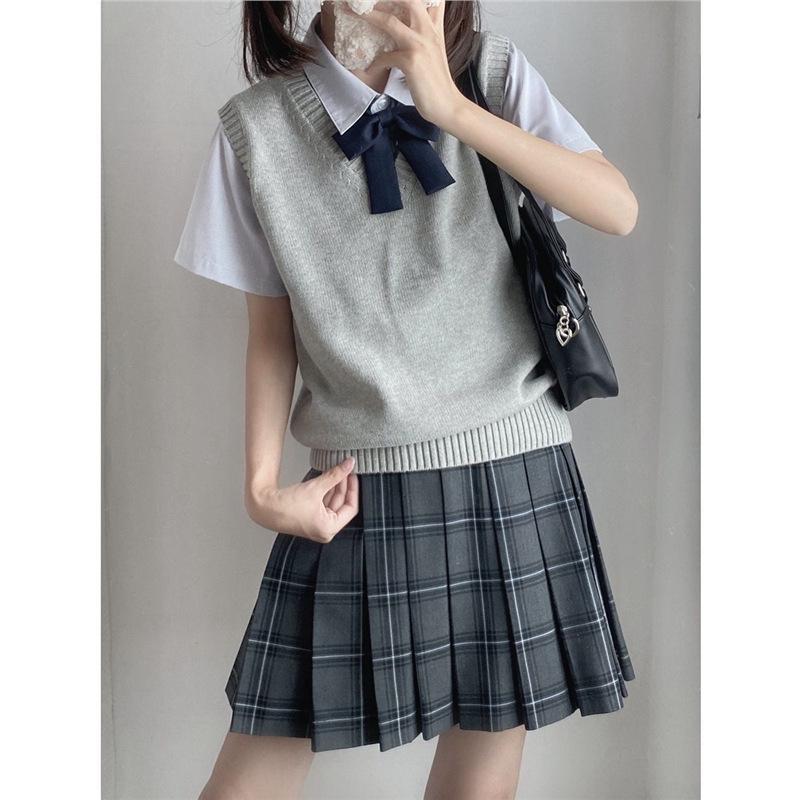 San Keng Niedlicher Mehrfarbiger Pullover Strickweste - Basic Stil JK Uniform Strickware