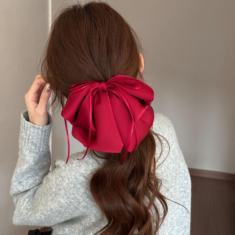 Korean Black Red Pearl Bow Hair Clips Shark Hair Claw Clip Hairpins Spring Clip  Ponytail Barrettes Hair Accessories