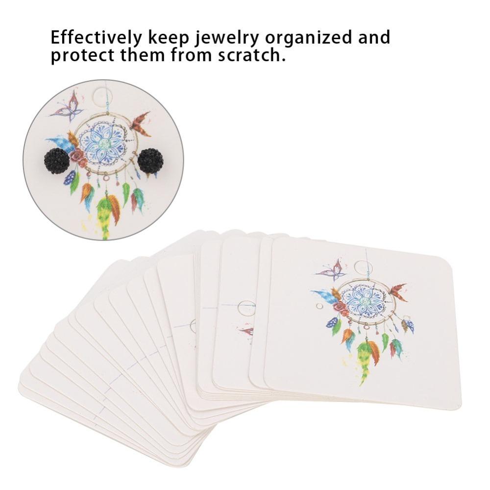 100Pcs White background card Handmade Jewelry Packaging Cardstock Feather pendant