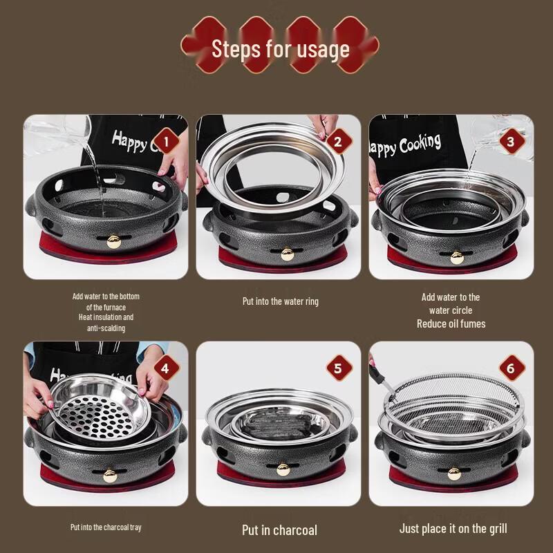 Jundingying Cast Iron BBQ Grill with Non-stick Pan