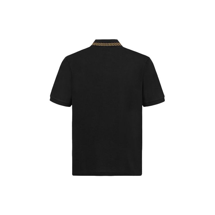 Evisu Floral Embroidery Short Sleeve Polo Shirt Men Polo Shirts Black 2ESHTM1PS510SL