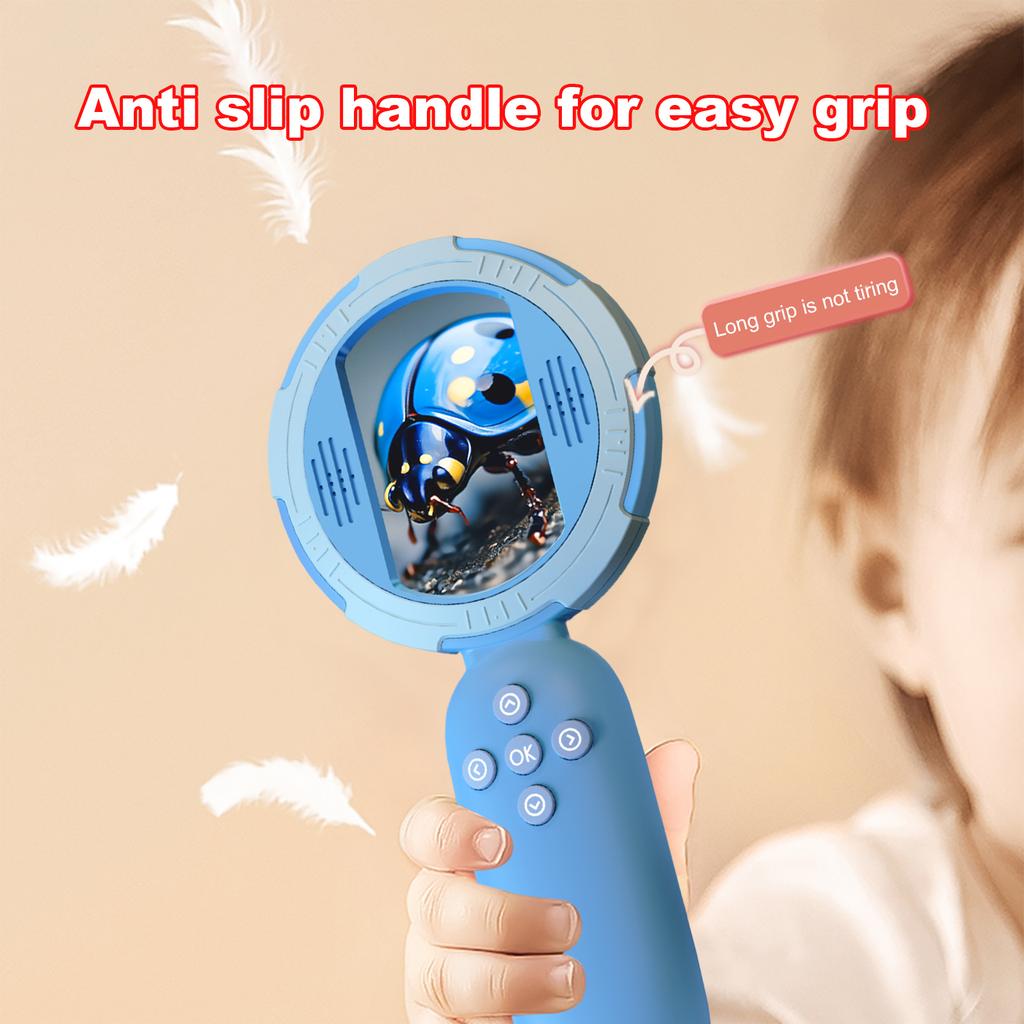 Handheld Microscope 4X with 2in Screen & 8 LED Lights Kids Magnifer Kid Mini Microscopes Science Kit Gift for Boys & Girls