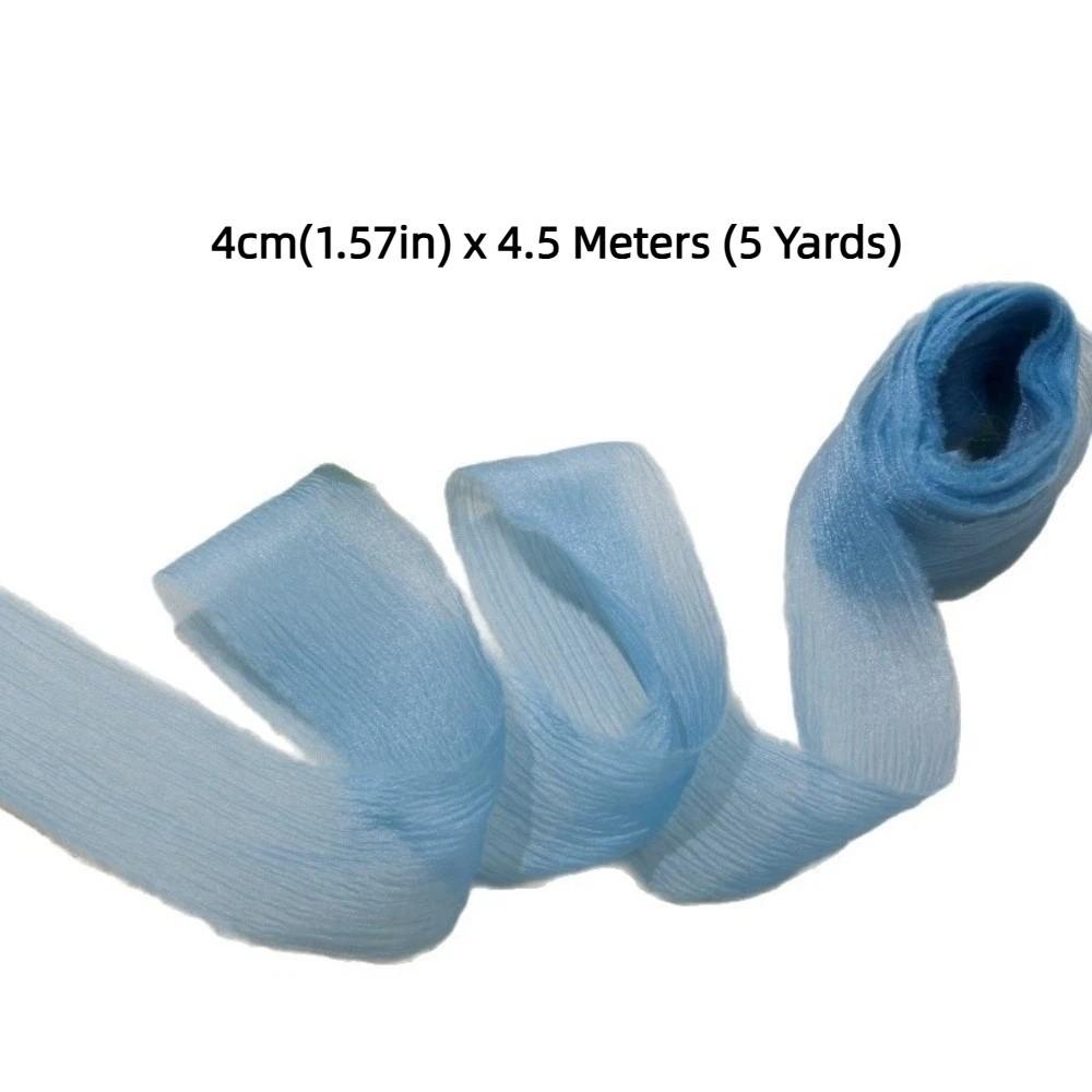 1.6In X 5 Yards 4cm Silk Chiffon Ribbons Bridal Bouquets Cake Packaging Ruffled Gauze Ribbon Handmade Bows DIY Handicrafts