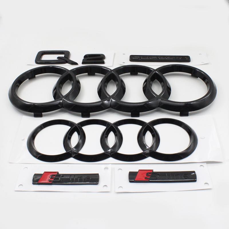 3D ABS Sticker Car Styling Hood Front Grille Quarrto Rear Trunk Middle Sline For Audi Q2 2016-2018 Emblem Badge Auto Accessories