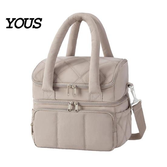 Fashionable Commuter Lunch Pouch Quilted Double Layer Insulated Bag, Lightweight Leakproof Thermal Box, Bag for Soup Storage Portable Large