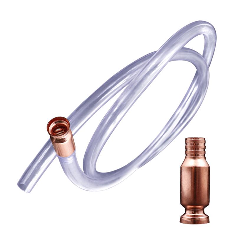 Red Copper Siphon Refueling Gas Siphon Pump Gasoline Fuel Water Shaker Siphon Safety Self Priming Hose Flexible Siphon Connector Fuel System