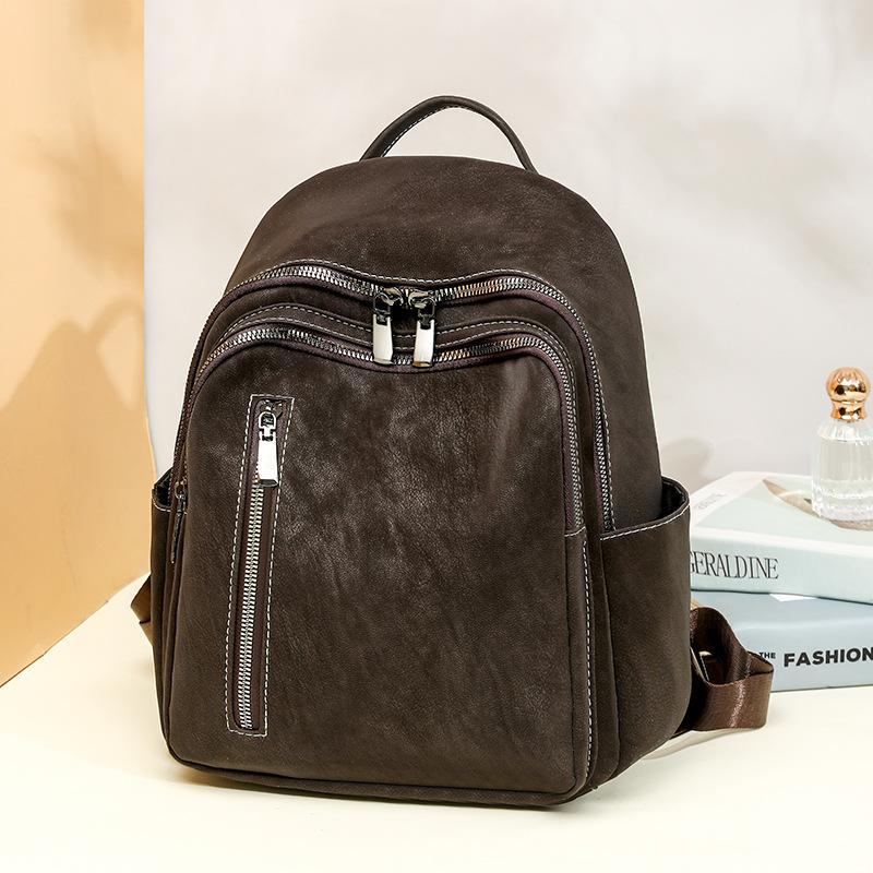 Fashion Wommen Backpack Pu Solid Color Travel Backpack Student Schoolbag