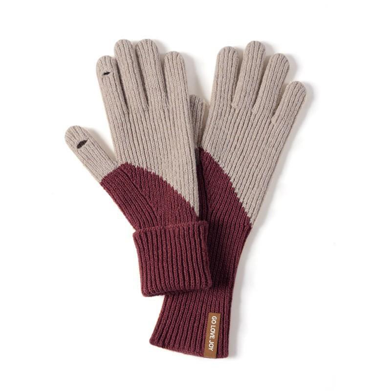 Winter Wool Knit Cycling Gloves Touchscreen Compatible Windproof Warm Full Finger Outdoor Sports DZ149