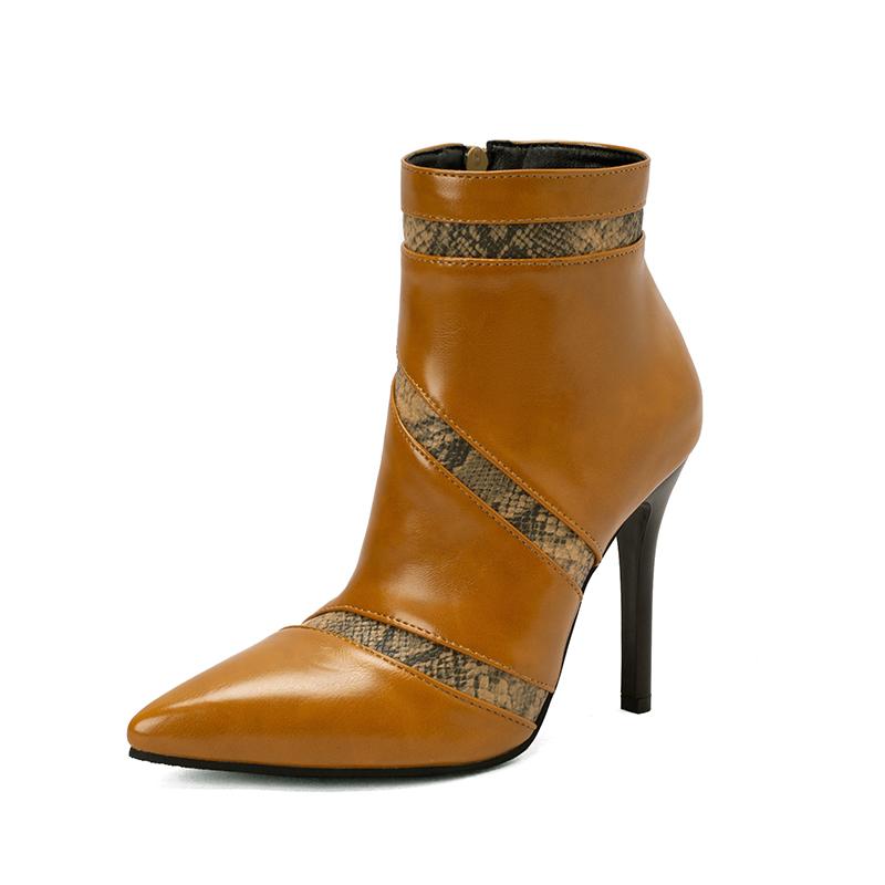 Fashion Ankle Boots Women 2025 Autumn Winter Thin High Heels Booties Plus Size 34-48 Pointed Toe PU Leather Sexy Stiletto Shoes