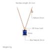 Square Blue Stone Pendant Necklace For Women Trendy  Rose Gold Color Natural Zircon Pendant Daily Fine Jewelry