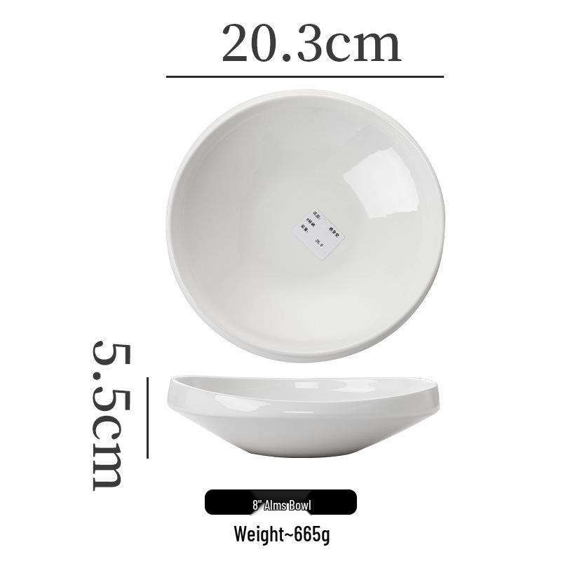 White High-Footed Ceramic Soup Bowl - Deep Plate for Home or Hotel Use