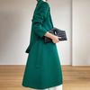 Yousheng Womens Long Wool Peacoat Notched Lapel Open Front Trench Coat Slim Fit Fall Winter Warm Overcoat with Belt