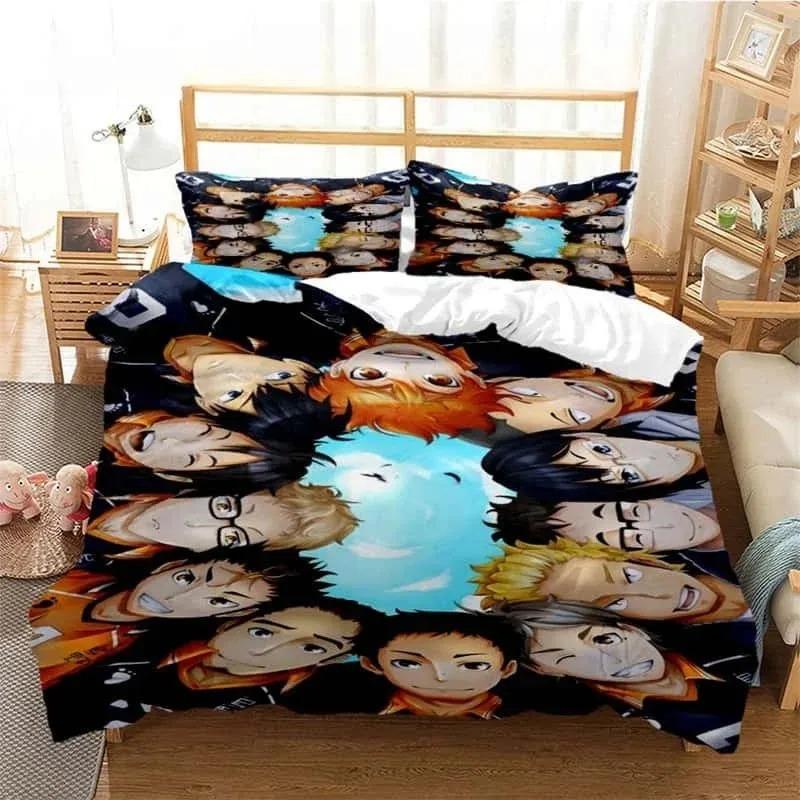 3D Pirnted Volleyball Haikyuu Duvet Cover Set Cartoon Kids Boys Bedding Set Bedclothes Girls Teens Quilt Cover Bed Linen Set