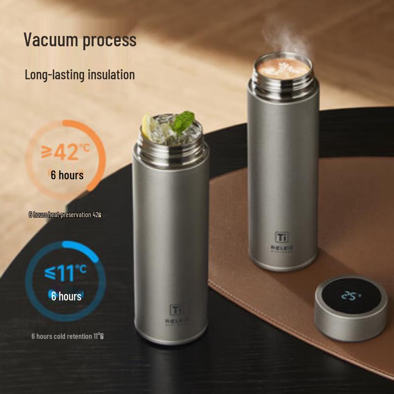 RELEA Digital Display Titanium Thermos Bottle