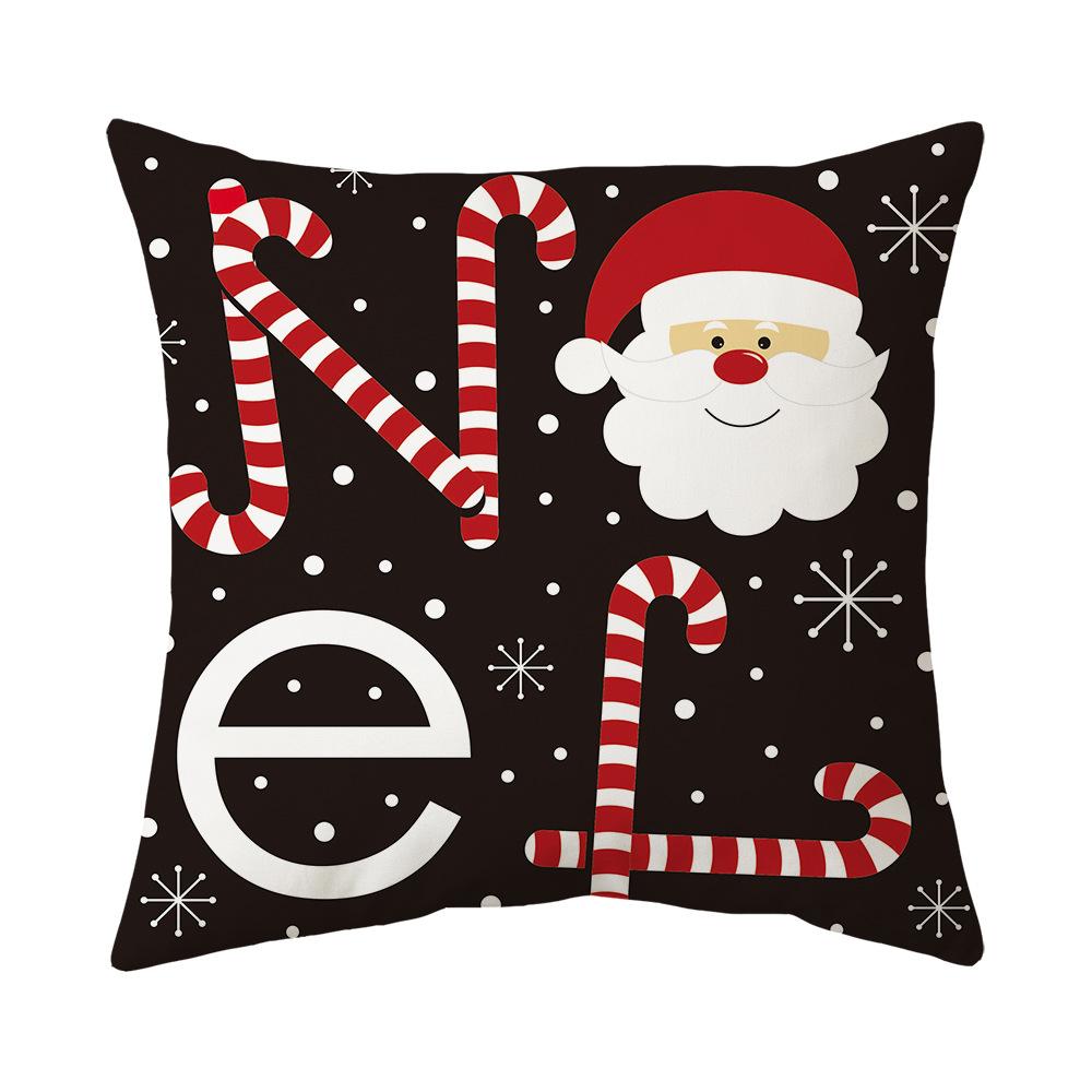Cute Cartoon Snowman Santa Claus Print Pattern Cushion Cover Home Living Room Sofa Decoration Square Pillow Pillow Cover