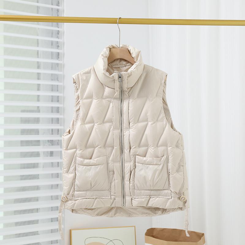 Autumn and winter new stand-up collar white duck down light down jacket vest women's casual solid color vest vest jacket tide