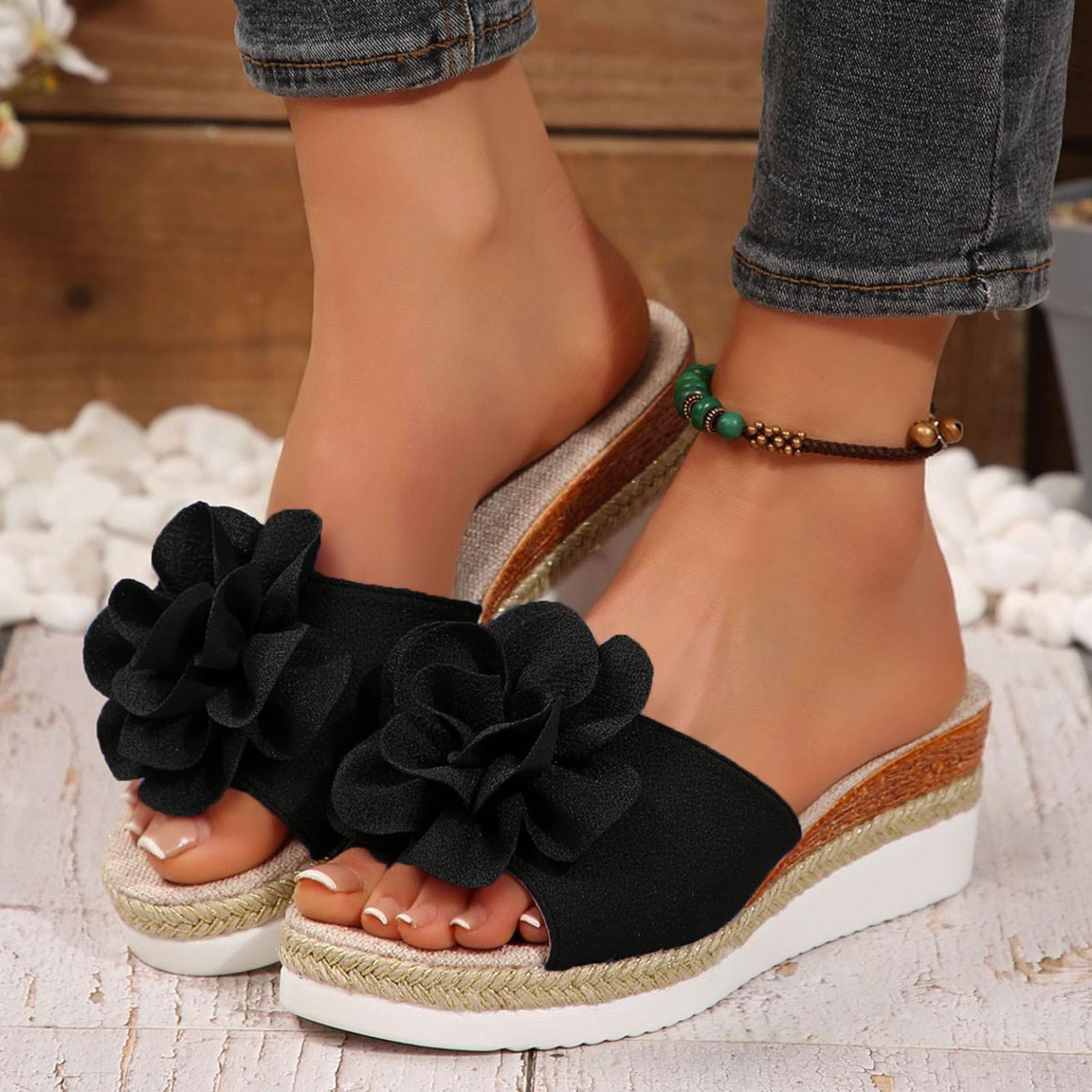

Toe Sandals For Women Flat Thick Soled Wedge Heeled Women S Slippers Fashionable And Casual Sandalias De Mujer Verano 2026 42 чорний
