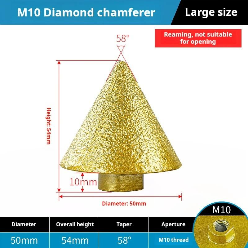Diamond Beveling Chamfer Bit M10 M14 Thread Diamond Countersink Drill Bit Hole Opener Ceramic Tile Drilling and Enlarging Drill