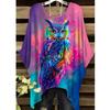 Fashion New Arrival Plus Size Bastet Egyptian Cat Goddess Print Women's Top Elegant Casual Style Round Neck Long Sleeve T-Shirt