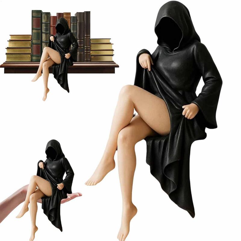

3D Ручная работа Смола Смерть Черная Мантия Статуя Готическая Сидящая Женщина Таинственная Статуэтка Украшения Настольная Фигурка CN