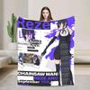 Chainsaw Man Reze Flannel Blanket  Soft Warm Throw for Bedroom Sofa Picnic Bedspread or Street Trend Cover