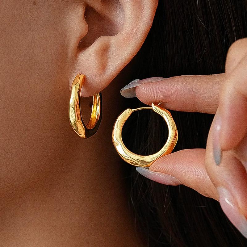Personality Polygon Round Hoop Earrings for Women Metal Pendant Golden Silver Color Metal Circle Dangle Earrings Simple Jewelry