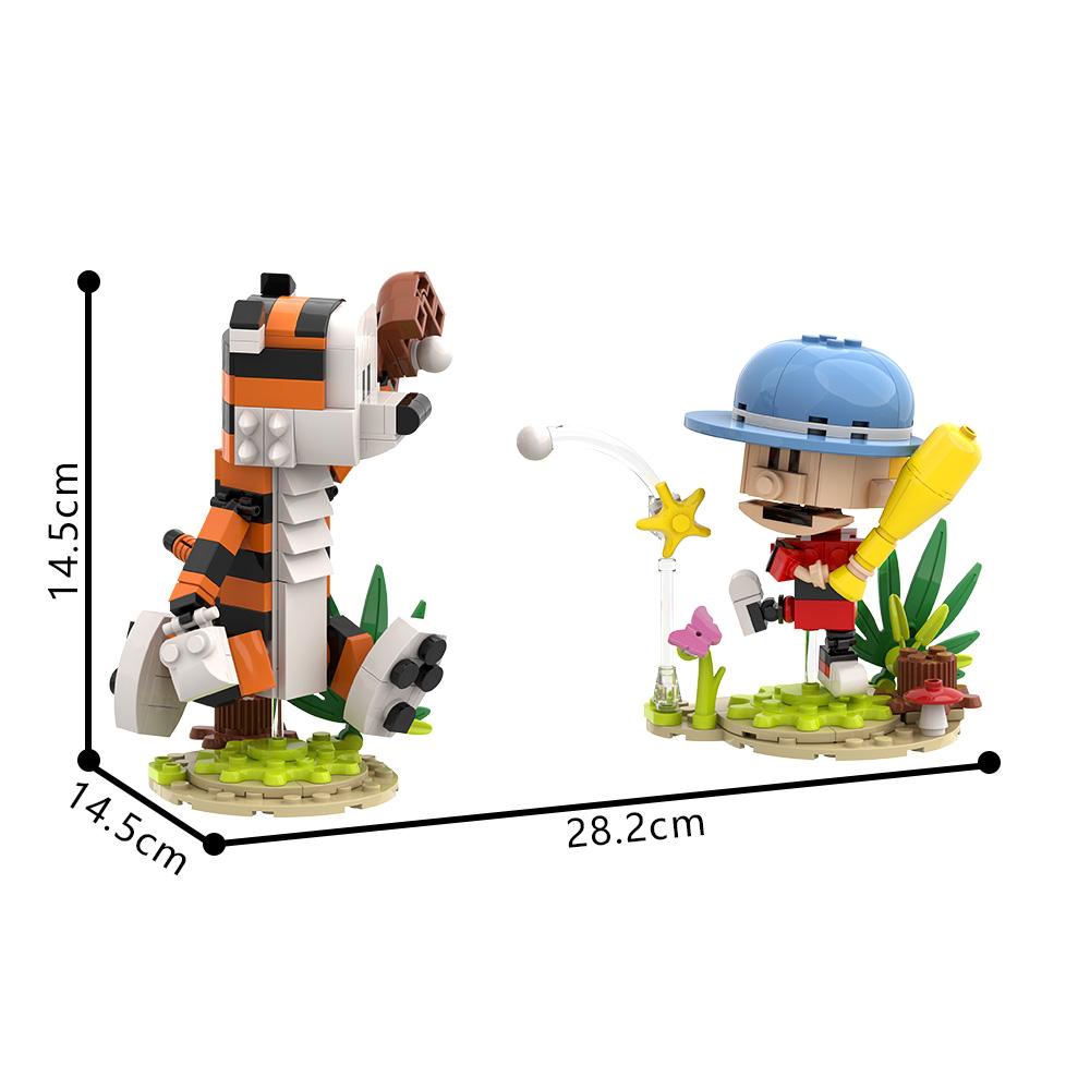 Gobricks MOC Calvined and Hobbes Bricks Model Calvined and Hobbes Cartoon Tiger Building Blocks Toys Gift