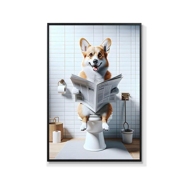 Retro Creative Animal Bathroom Canvas Painting Lion Cat Bar Toilet Bathroom Decoration Painting for Modern Living Room Asian Style Home Decor