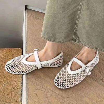 Sandales d'été en maille ajourée Femmes Ballerines Peu profondes Chaussures de plage de marche de créateur Confort Rétro Féminines Zapatillas Grande Taille 42