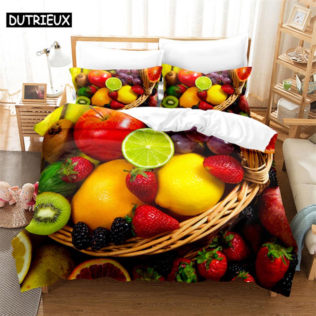 

Summer Fruit Queen Bedding Set Duvet Cover Set Bedding Digital Printing Bed Linen King Size Duvet Cover Set Bedding Set AU King(245*210cm)3pcs