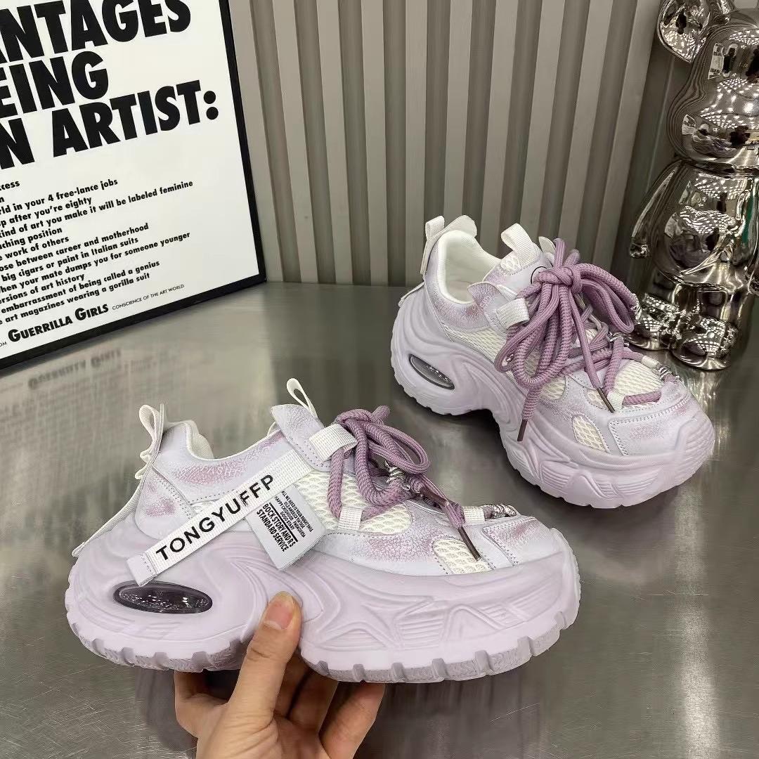 

Туфли на платформе женские новые весенние сетчатые дышащие серебристые ретро увеличивающие рост повседневные кроссовки 40 фиолетовый