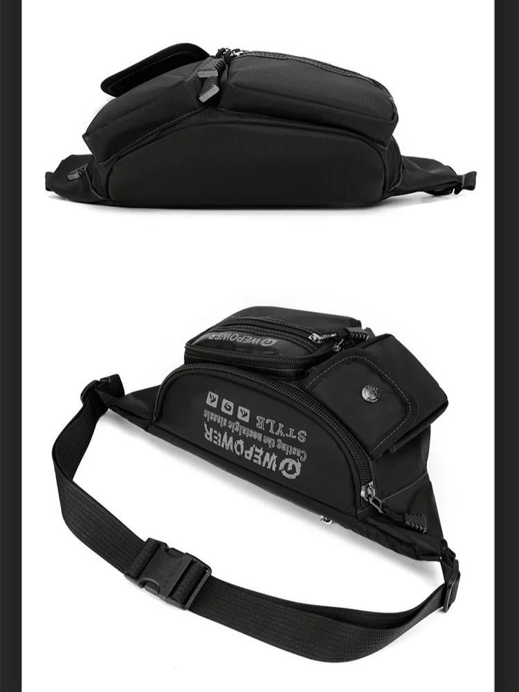 Men's Outdoor Sports Handbag Waterproof Multi-functional Chest Bag Travel Shoulder Bag Portable Waist Pack Crossbody