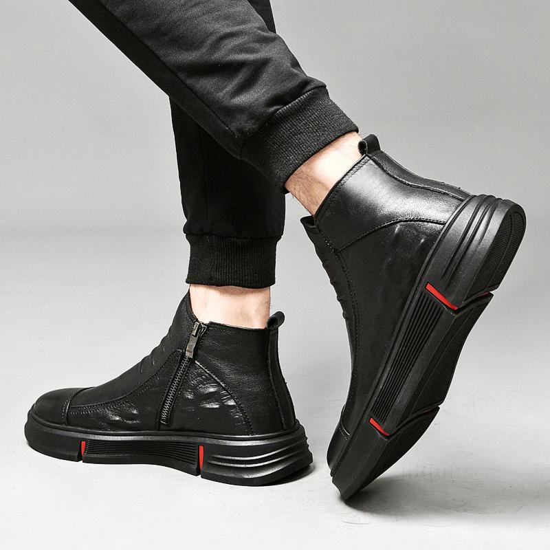 Men Boots 2024 Men Business Ankle Boots High Quality Men Winter Snow Boots Genuine Leather Mens Slip On Low Top Motorcycle Boots