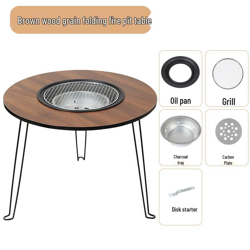 Outdoor Charcoal Grill Fire Pit Table Set