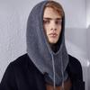 Knitted Hooded Hat for Women Winter Neck Cover Balaclava Hats Beanies Outdoor Warm Woolen Drawstring Caps One-piece Beanies