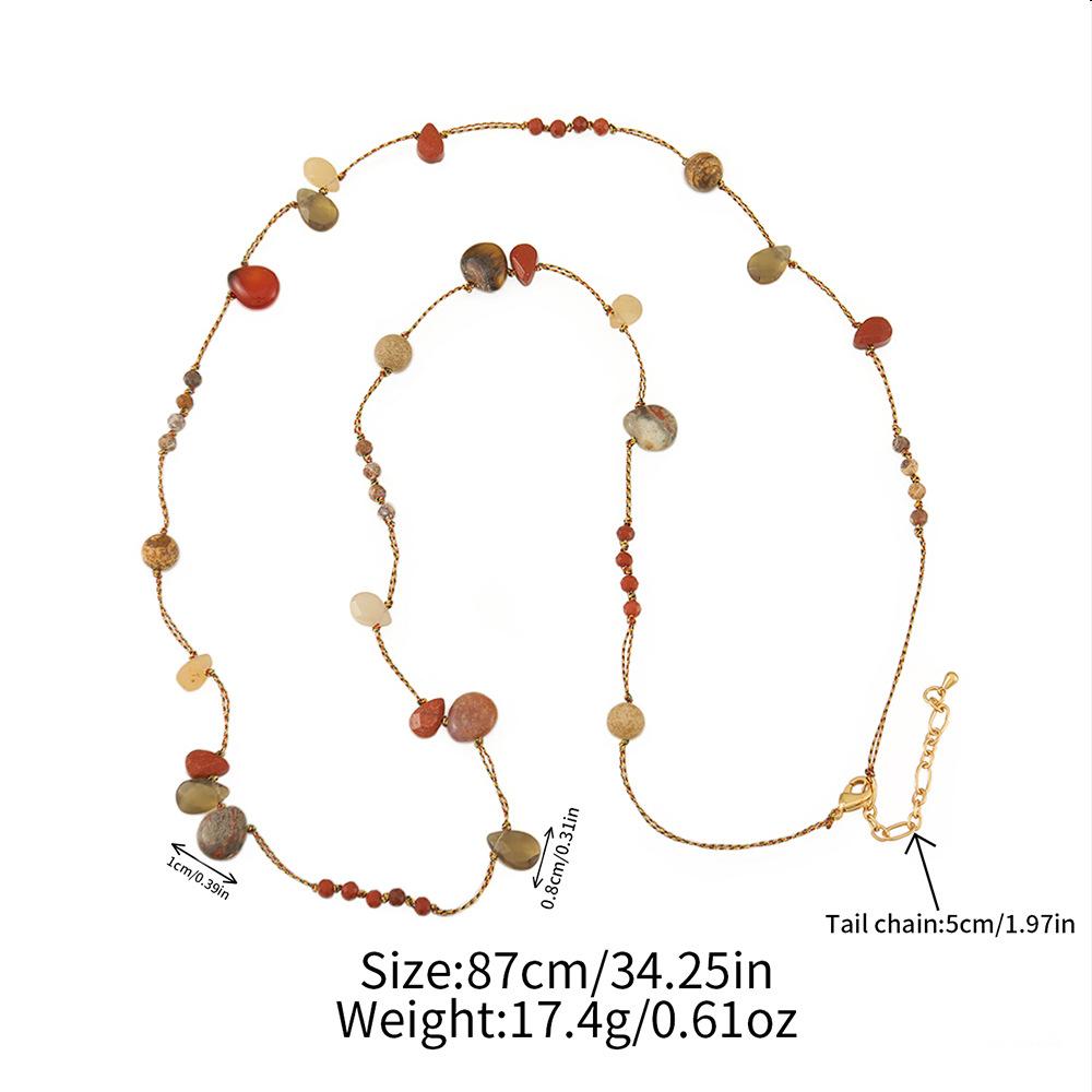 GEMCHIC Women s Vintage Red Agate Tiger Eye Stone Layered Beaded Long Necklace