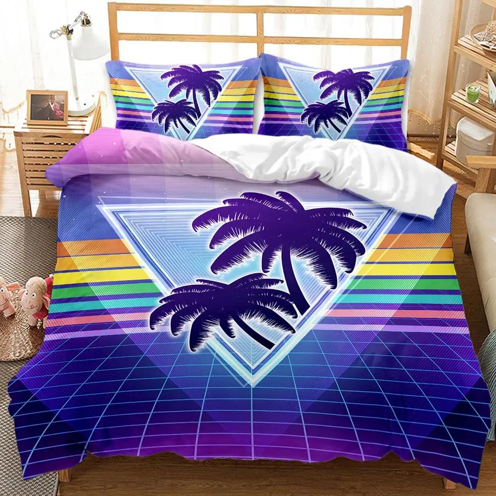 Hawaiian Duvet Cover Tropical Island With The Palm Trees Nature Theme Bedding Set Double Queen King Size Polyester Qulit Cover