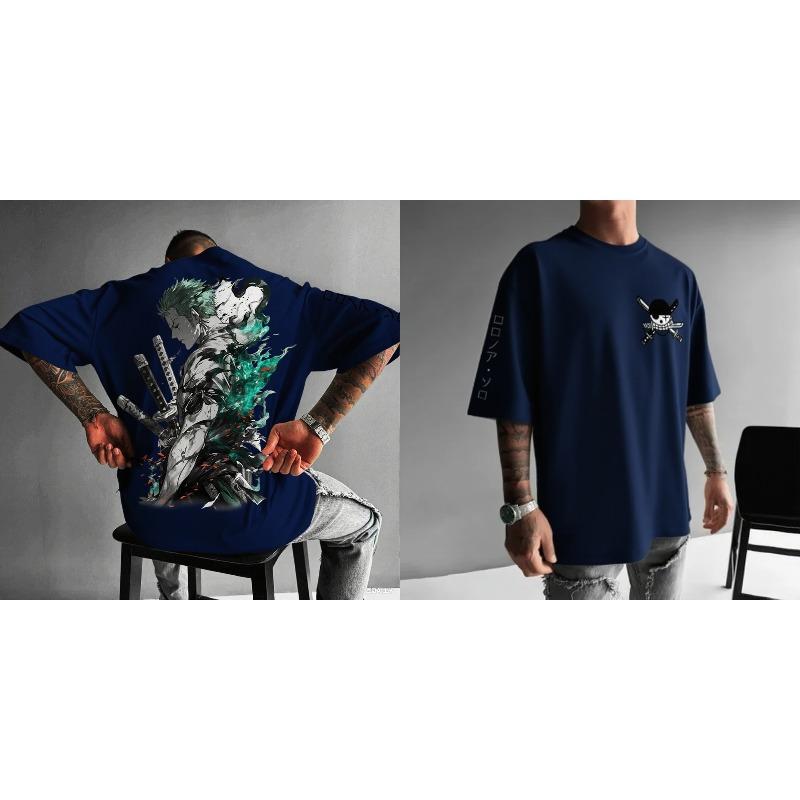 Li Wardrobe Zoro Heren T-shirt met Korte Mouwen Nieuw Zomer Katoen Streetwear Casual Top Grafisch T-shirt Oversized Y2k Kleding Unisex L