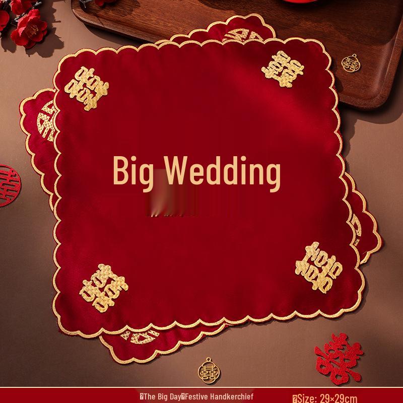 Rotes Xi Hochzeits-Taschentuch - Braut Aussteuer Set