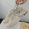 Fashion Silver Mesh Breathable Summer for Flat Sandals Women Fashion Square Toe Back Strap Designer Mule Shoes Comfort Beach Casual Shoe