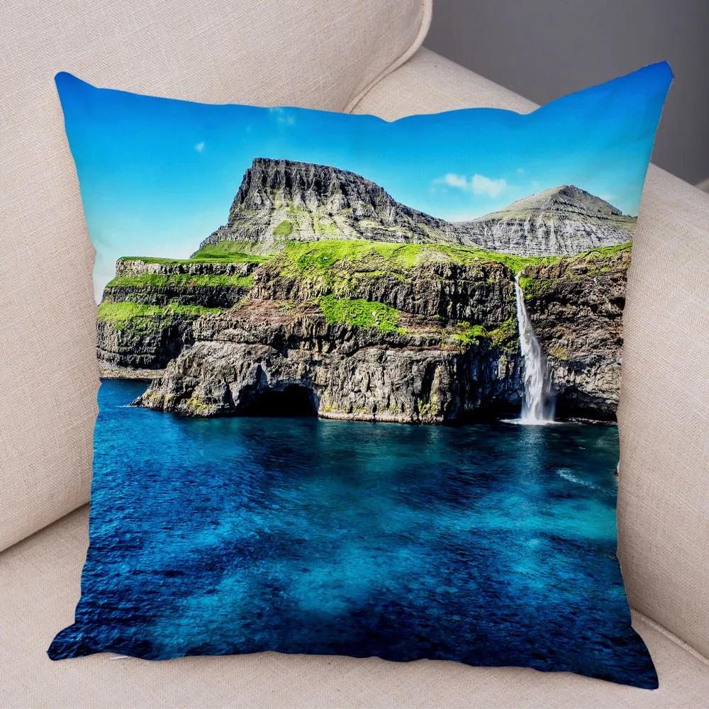 Waterfall Printed Pillow Case for Home Sofa Children Room Decor Beautiful Scenery Pillowcase Soft Plush Cushion Cover 45x45cm