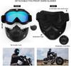 Motorradbrille Maske Motocross Motorrad Abnehmbare Offroad-Ski-Brille für Open-Face-Helm Wind Staubdicht Mundfilter