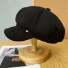 Leather brim retro plaid octagonal hat children autumn and winter face little beret temperament versatile duck tongue newsboy hat