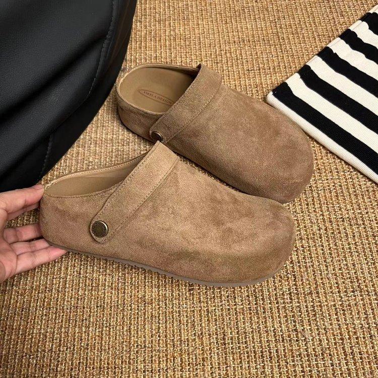 

Retro two-wear Boken shoes bag head half slippers women s outer wear 2025 autumn new thick-soled inner height-increasing Muller single shoes 35