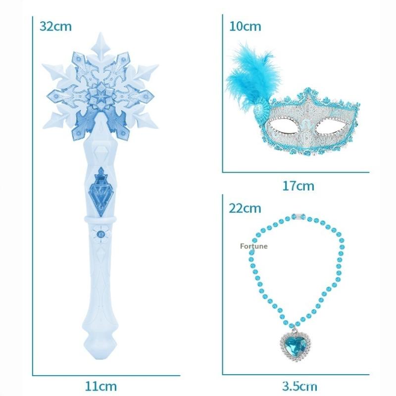 1Set Snowflake Light Sound Sticks Kid Cosplay Props Princess Wand Toy Fairy Girls Glowing Wands Christmas Halloween Children Toy