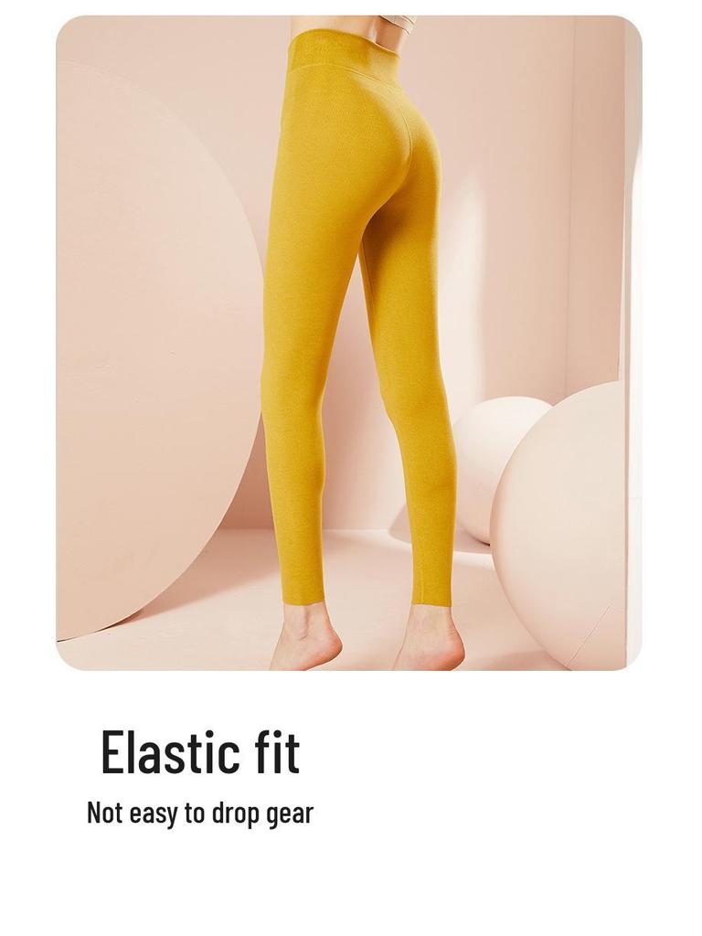 German Velvet High-Waist Slimming Leggings for Women - Warm, Solid Color, Slim Fit, with Hyaluronic Acid for Autumn & Winter