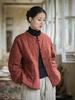 Women's New Style Winter Quilted Plaid Cotton Jacket: Fashionable Literary Short Ramie Coat