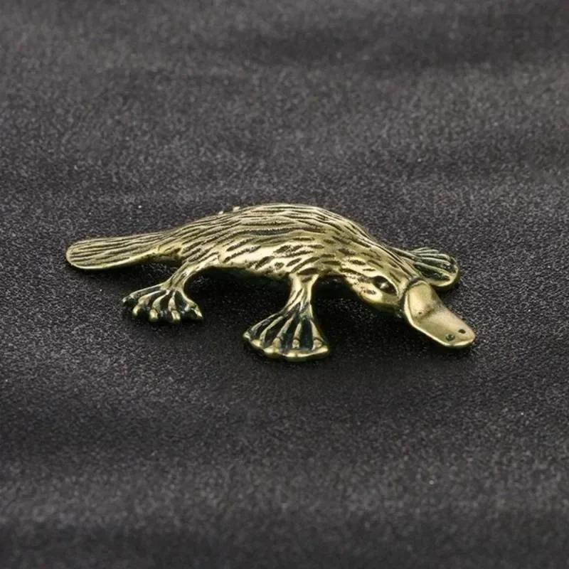 Home Decorations Accessories Children Gifts Solid Brass Animal Platypus Figurine Miniature Tea Pet Crafts Desktop Small Ornament