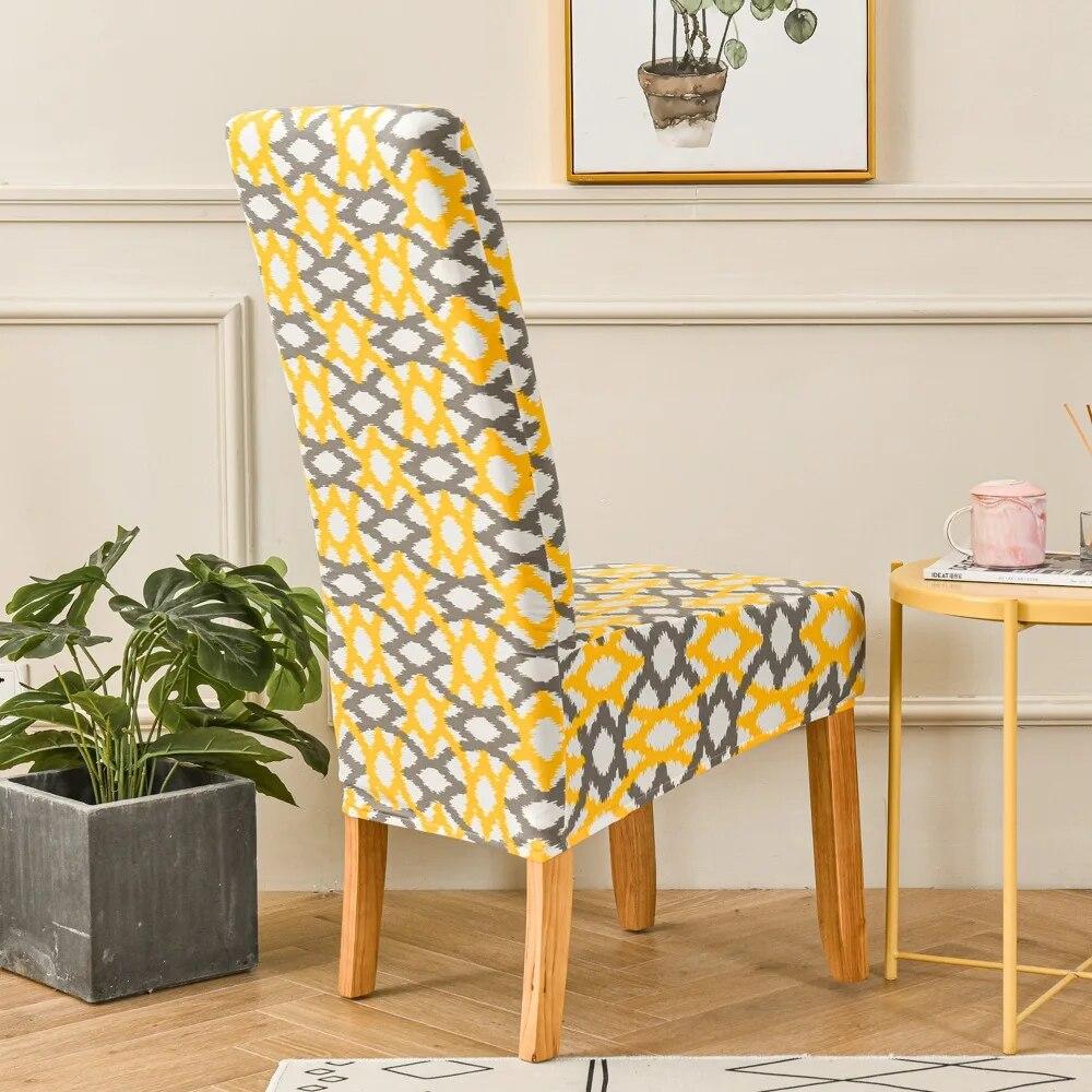 

Чехол на обеденный стул размера XL с цветочным принтом, большой размер, эластичная длинная подушка для спинки стула, защита мебели, пылезащитный чехол на сиденье 1pcs