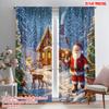 2pcs,2D Plane Printing Print Curtains Santa Claus With Reindeer Christmas Polyester Easy Install (without Rod) Outdoor